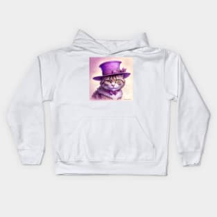 [AI Art] Cheeky cat with hat Kids Hoodie